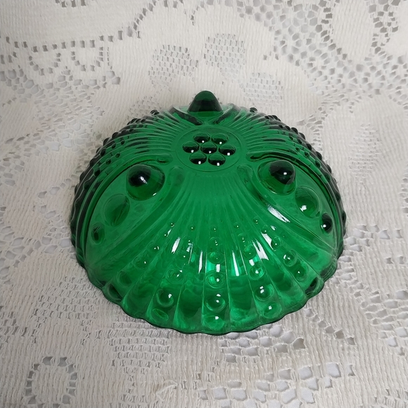 1950s Anchor Hocking Forest Emerald Green Burple Berry Oyster Pearl Nut Bowl - Picture 4 of 5